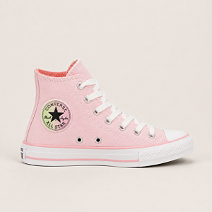 ALL STAR CHUCK TAYLOR ROSA CHICLETE VERDE FLÚOR CANO LONGO INFANTIL