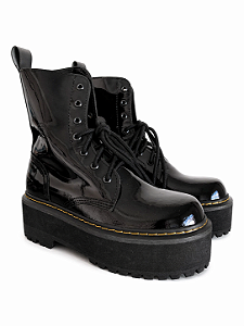 COTURNO VILELA BOOTS VERNIZ PRETO 3 EVA PLATAFORMA - COURO