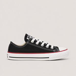 ALL STAR CHUCK TAYLOR PRETO LINHA VERMELHA LONA INFANTIL
