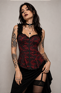 CORSELET C/ BOJO VERMELHO RENDA