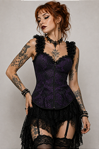 CORSELET C/ BOJO ROXO RENDA