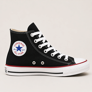 ALL STAR CHUCK TAYLOR PRETO LISTRA VERMELHA LONA