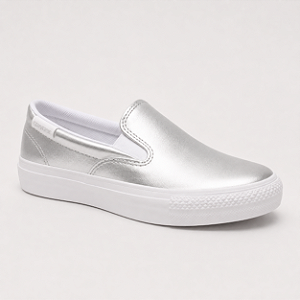 ALL STAR CHUCK TAYLOR SLIP ON PRATA COURO