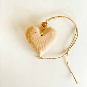 Pingente Coração Madeira - 8 cm