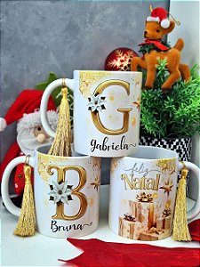 CANECA INICIAL DOURADA - NATALINA