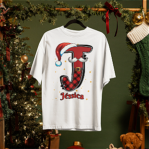 CAMISA NATALINA - INICIAL + NOME - PAPAI NOEL