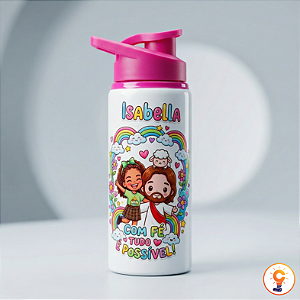 Squeeze de Alumínio Personalizada – Modelo Nike / Tampa Rosa