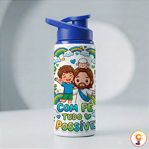 Squeeze de Alumínio Personalizada – Modelo Nike / Tampa Azul