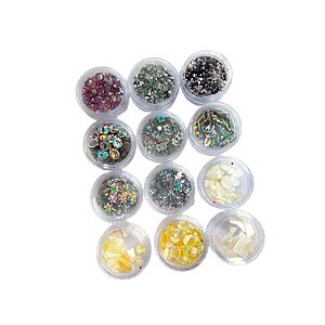 Kit 12 Potes Madrepérolas Strass Para Decoração de Unhas