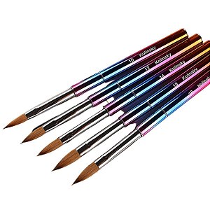 Pincel Arco Iris Metal Kolinsky Unhas de Acrílico Gratia