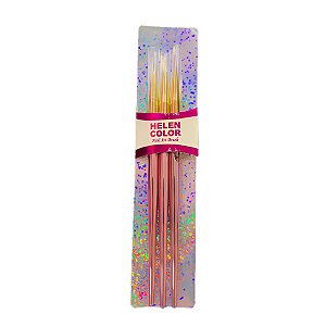 Kit 3 Pincel Unha Helen Color Ponta Fina Rose Gold