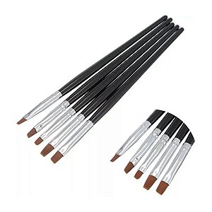 KIT 5 PINCÉIS CHATO PARA UNHA EM GEL