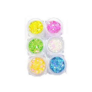 KIT 06 Unidades Glitter Unha Encapsulada Maquiagem D&Z