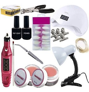 Kit Unha Acrigel D&z Fibra Vidro Primer Seda Lixa Cabine