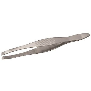 pinça em inox com ponta chanfrada cromada para sobrancelhas