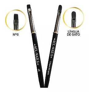 Kit Pincel Gel Unhas Agl Nails Lingua De Gato Alongamento
