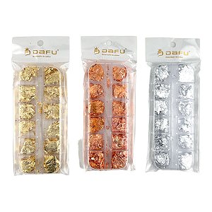 Kit Folha de Ouro/Prata/bronze - 12 unidades variados