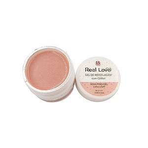 Gel Sculpting 15 Unhas Glitter Nails Design 15ml - Real Love