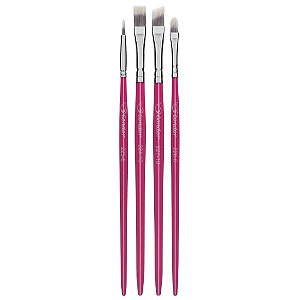 kit 4 pinceis Rosa helen color diversos profissional 2-4-6-8