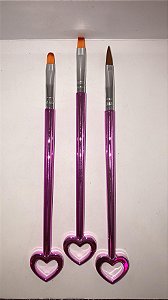 Kit 3 pinceis helen color decoração formato coração acrilico