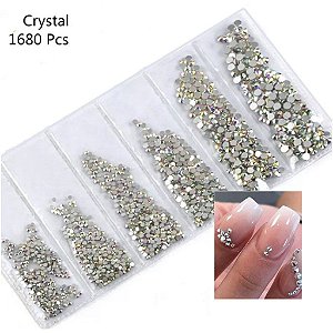 mix de pedrinhas strass decoração unha com 6 tipos