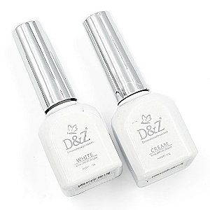 Kit Francesinha Esmalte Em Gel D&Z Branco e Randa