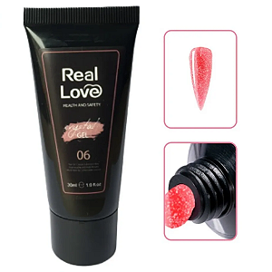 polygel 06 rosa escuro real love 30 ml alongamento glitter