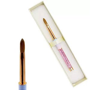 Pincel Helen Color Para Unhas Kolinsky azul e rosa #12
