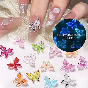 Decoração de unhas formato borboleta 3D Lua Estrela