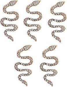 Decoração unhas formato cobra dourado prata nails