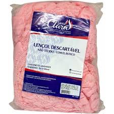 Lençol Descartável com Elástico Santa Clara TNT Rosa c /15