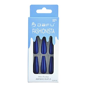 Unha Postiça Dafu Auto Colante Fashionista azul cromo 24uni