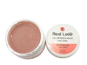 gel real love com glitter 4 nude 15ml unhas