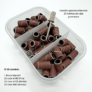 Kit Broca Mandril e Lixa Refil Gramatura 80 120 180