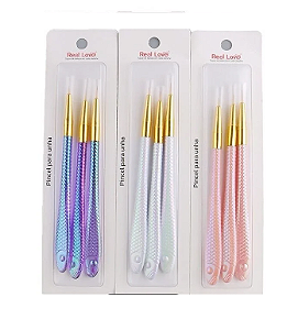kit 3 pincel fino para decoração real love