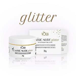 gel volia classic nude glitter 24g alongamento