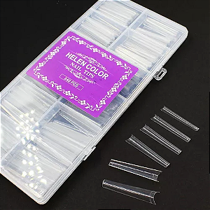 helen color nail tips extralonga quadrada leitosa 240
