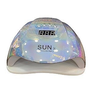 Cabine UvLed 128w 36Leds SunX prata cromada Gel profissional