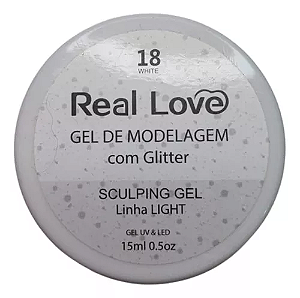 gel de unha real love 18 branco com glitter