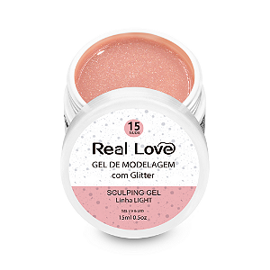 gel de unha real love 15ml com glitter nude 15