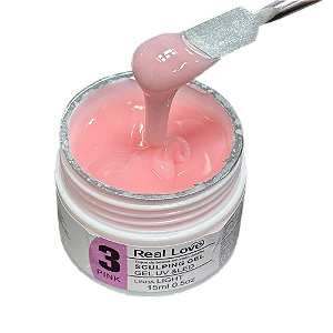 gel de unha real love pink 3 30ml grande rosa alongamento