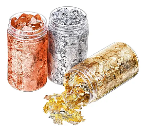 pote folha de ouro decoração nails unhas unidade