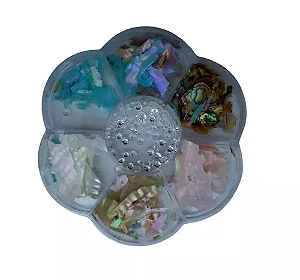 kit madre pérola e pedrinhas decoração unha d&Z