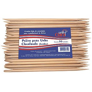 palito chanfrado para unhas bambu 50 unidades