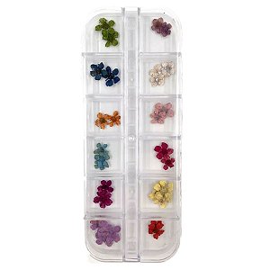 Kit com 12 Flores Secas Decorações Unhas
