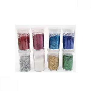 Kit 12 Frasco Glitter Sortido Fino Cores Variadas