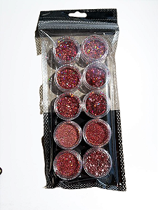 kit 12 decorações rosa glitter fino flocado folha de ouro