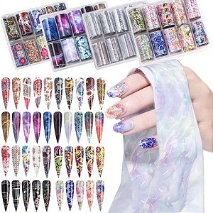 adesivo foil para unhas kit 6 unidades