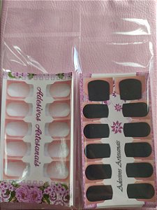 Adesivos artesanais para unhas preto/branco com 6 nails