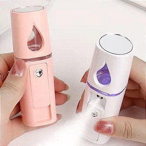 aparelho vaporizador nano mister spray com luz e rosa